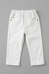 Boys White Regular Fit Denim Pants