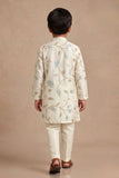 Boys Cream Kurta Pajama Set with Floral Gota Patti And Sequin Work