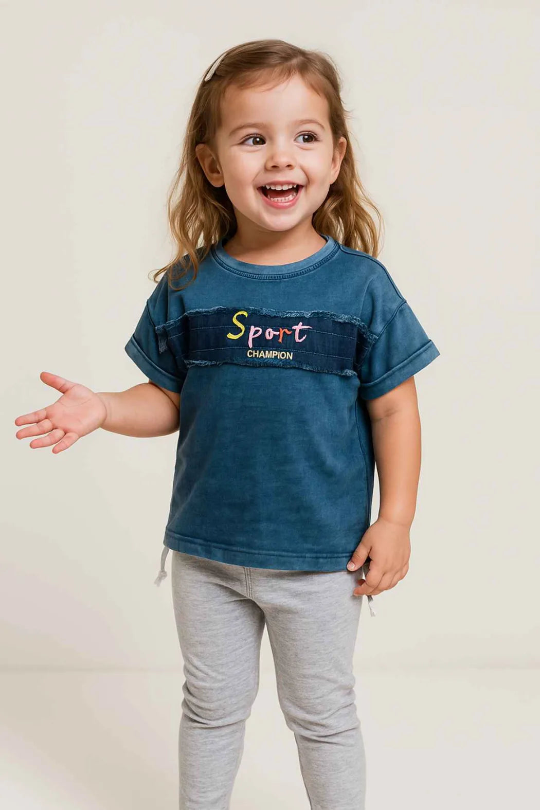 Blue Denim Western Top For Girls