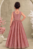 Girls Heavy Embroidered Dusty Pink Lehenga Choli Set With Dupatta