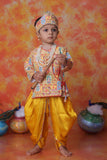 Mustard Yellow Patola Print Krishna Kurta Dhoti Set for Boys