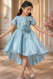 Ice Blue Sequin Party Frock For Girls