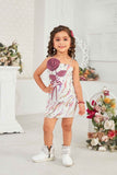 Pink Sequin Work and Floral Embellished Party Wear Dress For Girls