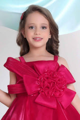 Rani Pink Floral Embellished Party Wear Frock For Girls