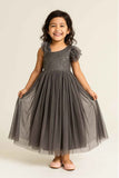 Grey Sequins Embellishment Party Wear Gown For Girls