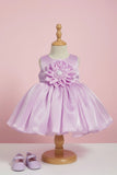 Lavender Organza Party Wear Dress with 3D Flower Appliqué For Girls