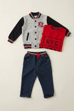Grey and Blue Varsity Jacket Set
