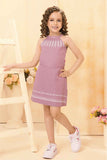 Lavender Printed Top And Skirts Sets For Girls