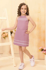 Lavender Printed Top And Skirts Sets For Girls