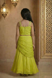 Green Embroidered Lehenga Choli Set For Girls