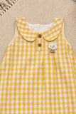 Adorable Girls Yellow Gingham Check Dress with Peter Pan Collar