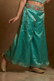 Sea Green Sequins Work With Thread Embroidery For Palazzo Set For Girls