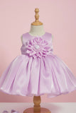 Lavender Organza Party Wear Dress with 3D Flower Appliqué For Girls
