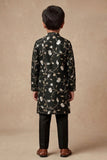 Boys Black Kurta Pajama Set with Floral Gota Patti And Sequin Work