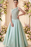 Sky Blue Sequin Embellished Gown For Girls