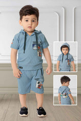 Stylish Blue T Shirt With Shorts Set For Boys