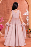 Girls Blush Pink Bead And Sequin Embellished Palazzo Set with Dupatta