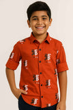 Orange Printed Shirt for Boys