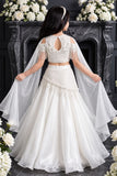White Sequin Embellished Lehenga Choli Set For Girls