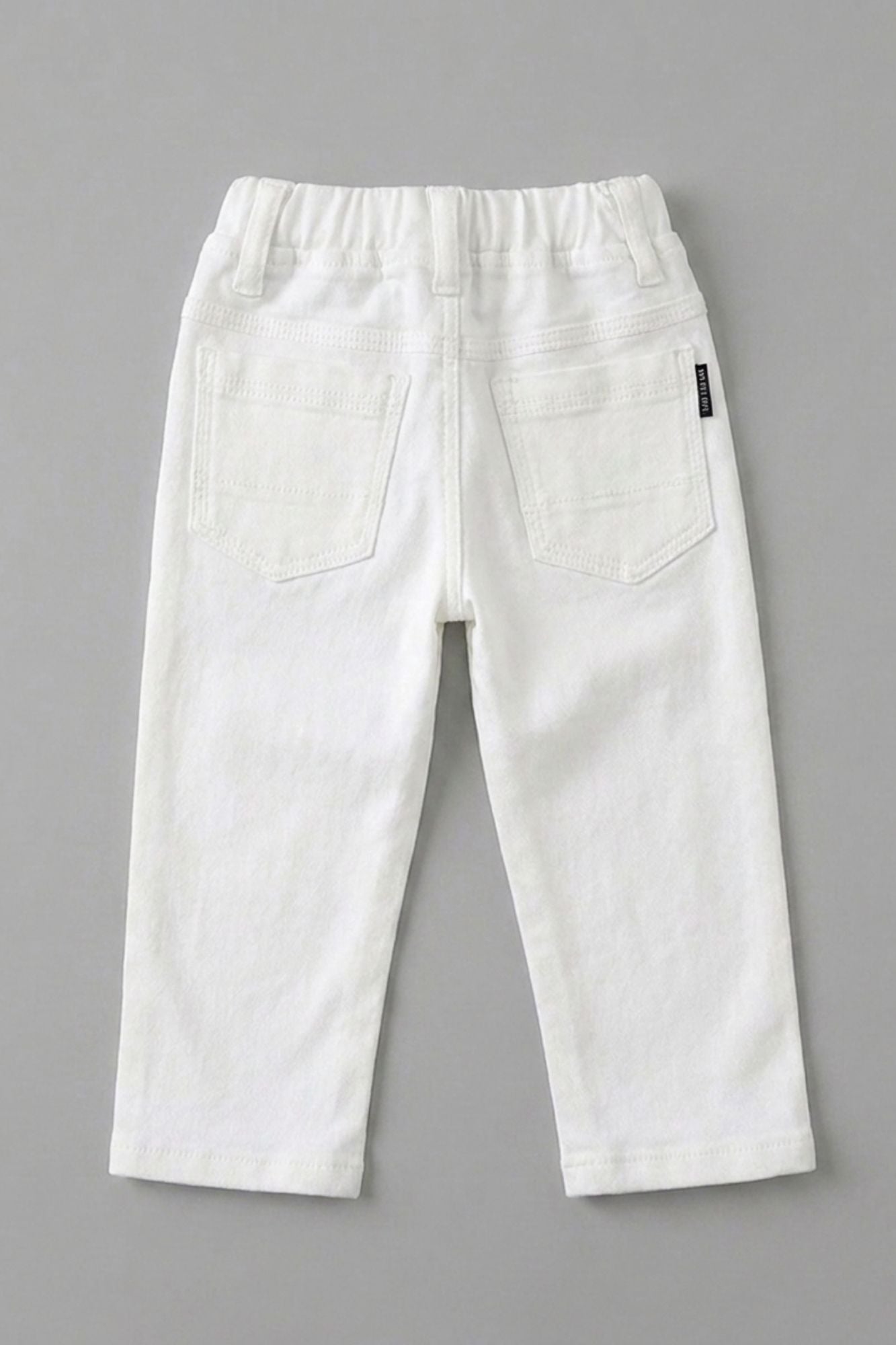 White Solid Casual Pant