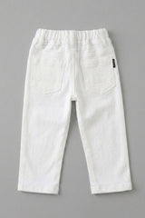 Boys White Regular Fit Denim Pants
