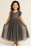 Grey Sequins Embellishment Party Wear Gown For Girls