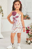Pink Sequin Work and Floral Embellished Party Wear Dress For Girls