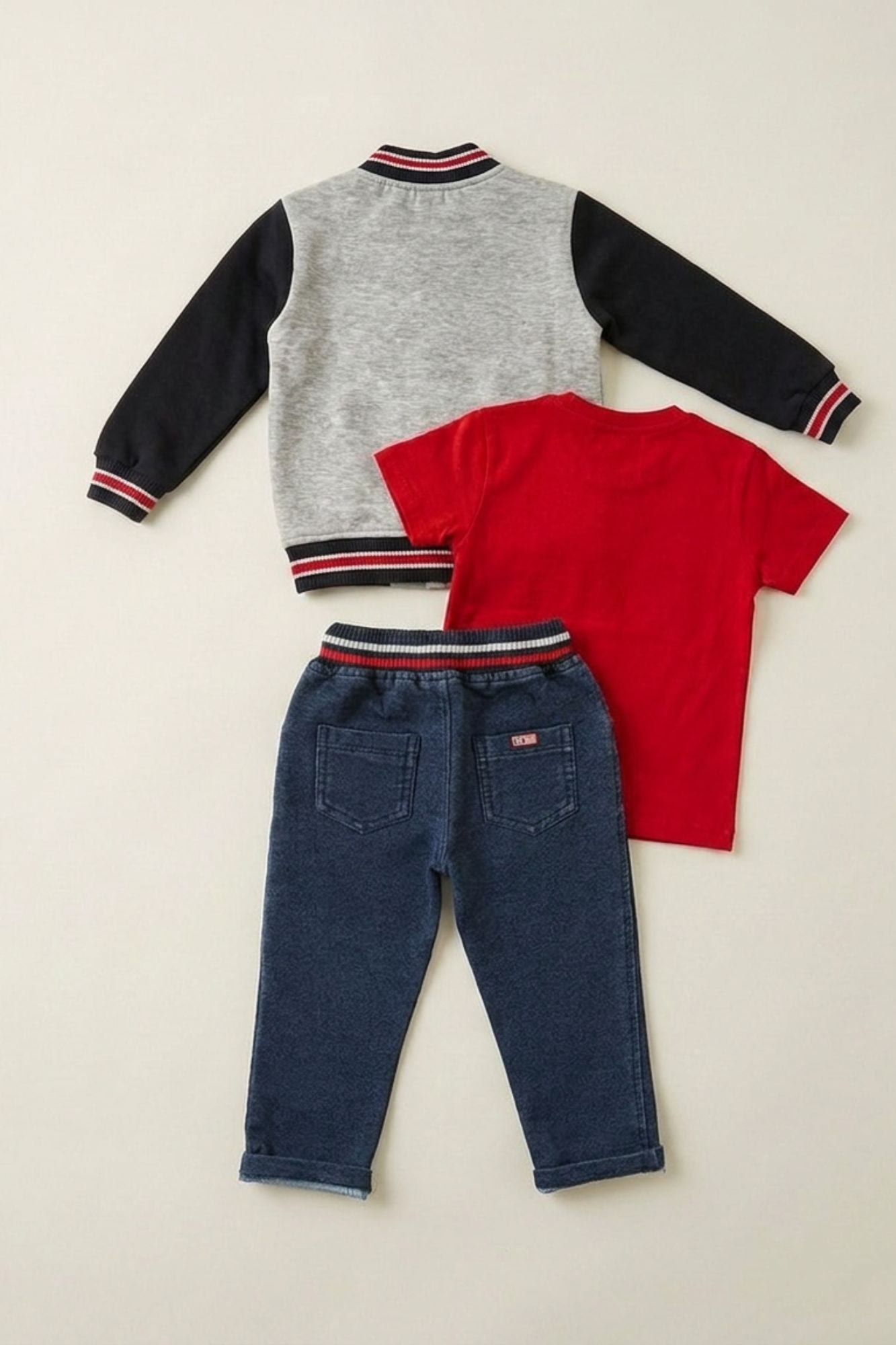 Grey and Blue Varsity Jacket Set