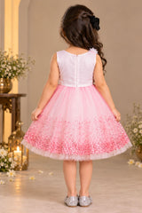 Gajri Pink Sequin Party Wear Frock with Bow For Girls