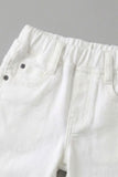 White Solid Casual Pant