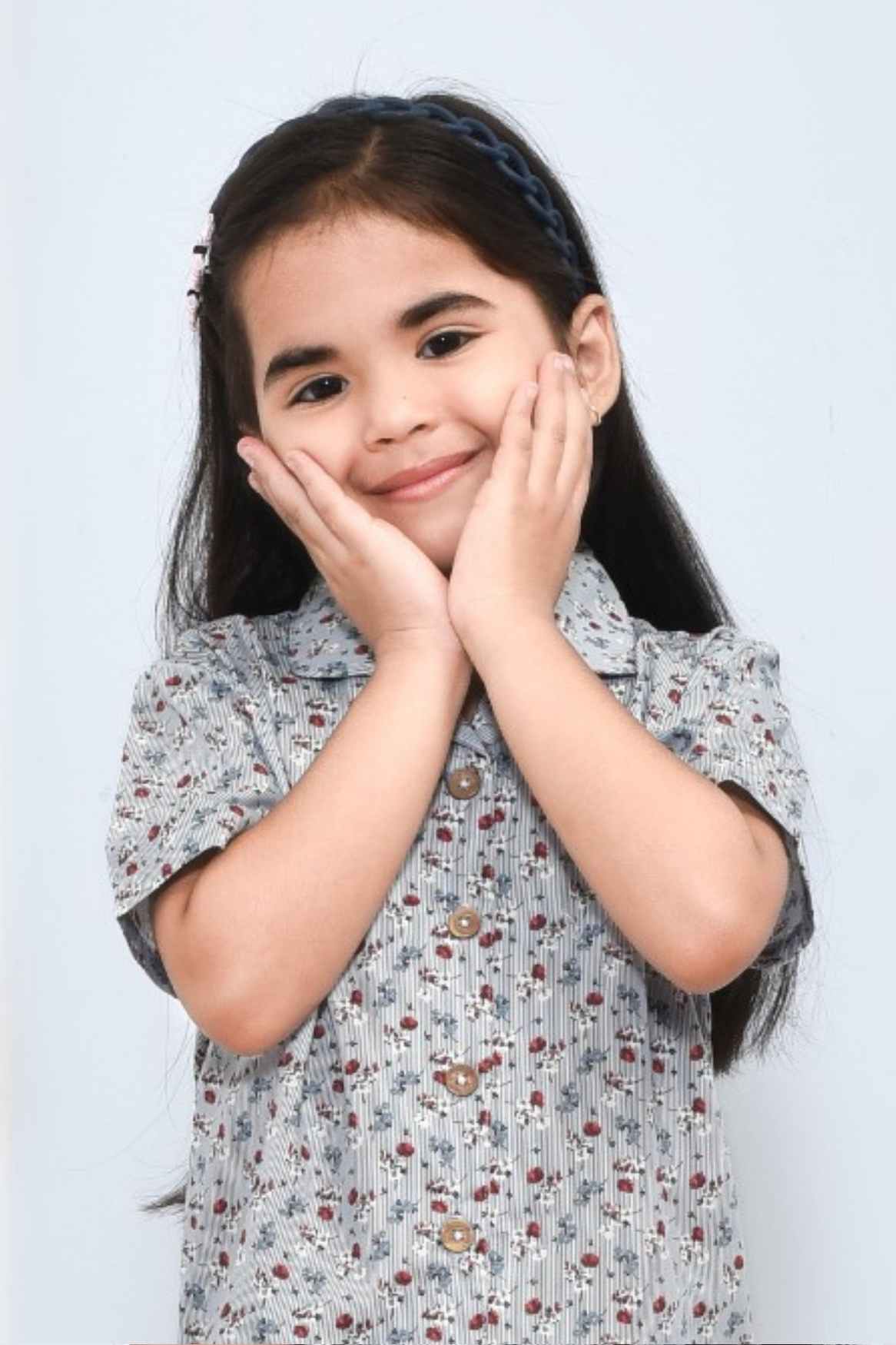 Soft & Stylish Grey Floral Printed Night Suit Set for Girls