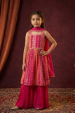 Girls Pink Ethnic Kurta Palazzo Set with Dupatta