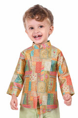 Pista Green Printed Kurta And Dhoti Set For Boys