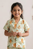 Girls Mint Green Jungle Print  Night Suit Set