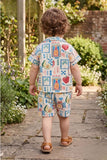 Boys Multicolor Printed Shorts Set with Shirt And Graphic T-Shirt