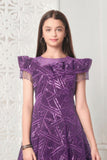 Designer Purple Party Wear Gown with Geometric Sequin Embroidery For Girls