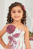 Pink Sequin Work and Floral Embellished Party Wear Dress For Girls