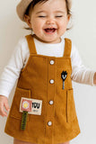 Mustard Corduroy Dungaree With White T-Shirt Set For Girls