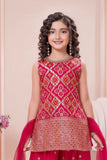 Rani Pink And Gold Printed Kurti And Palazzo Set for Girls