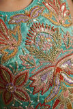 Sea Green Sequins Work With Thread Embroidery For Palazzo Set For Girls