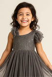 Grey Sequins Embellishment Party Wear Gown For Girls