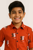 Orange Printed Shirt for Boys