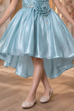 Ice Blue Sequin Party Frock For Girls