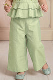 Girls Mint Green Embroidered Peplum Top with Palazzo Pants Co Ord Set