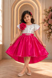 Rani Pink Party Frock with Silver Sequin Bodice For Girls