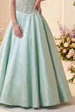 Sky Blue Sequin Embellished Gown For Girls