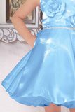 Sky Blue Frock With Floral Embellished For Girls