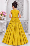 Girls Heavy Sequin Embroidered Mustard Yellow Lehenga Choli Set With Dupatta