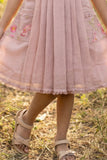 Dusty Pink Floral Embroidered Frock For Girls