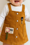 Mustard Corduroy Dungaree With White T-Shirt Set For Girls